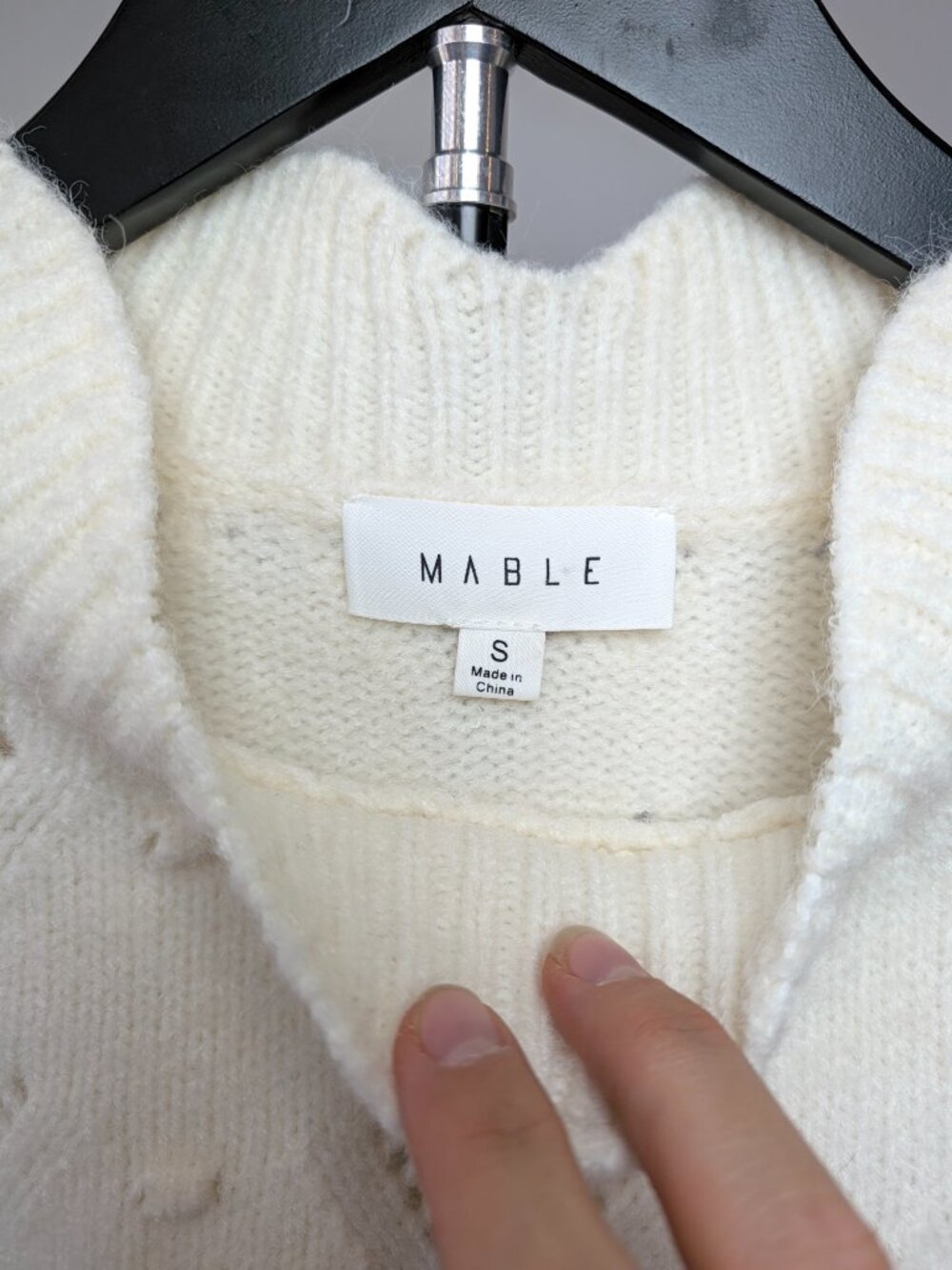 Mable Women's Size S Omari Scalloped Side Tie Diamond Knit Vest Cream Academia - Picture 5 of 9